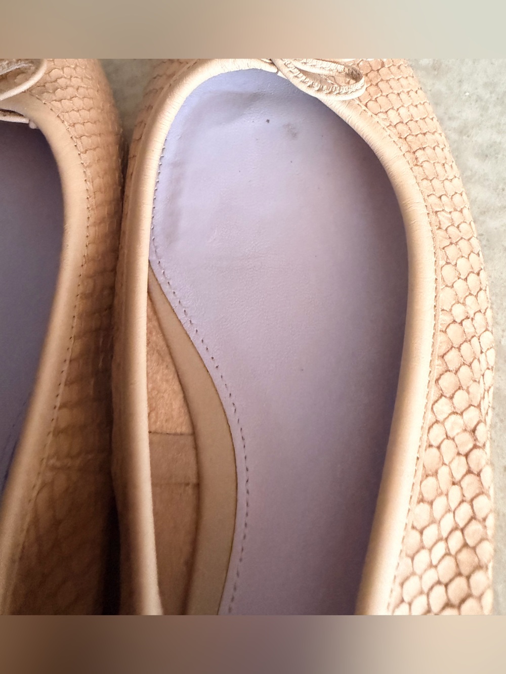 Delman Tan Snake Print Leather Ballet Flats - Picture 7 of 9